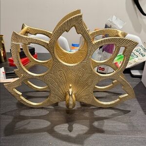 Gold Peacock Wine Bottle Holder